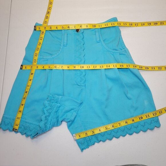 Paris Sport Club Vintage Denim Turquoise  Crop Top and High Waisted Shorts Set - Picture 14 of 16